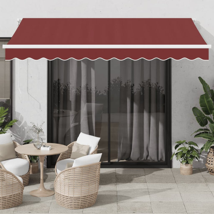 vidaXL Manual Retractable Awning with LED Burgundy 300x250 cm