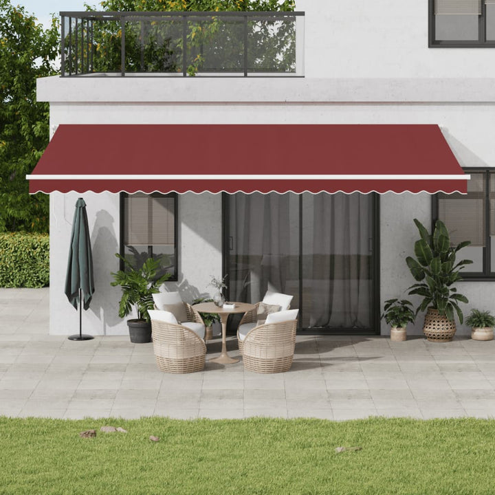 vidaXL Manual Retractable Awning with LED Burgundy 300x250 cm