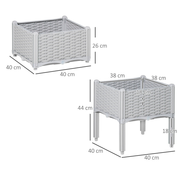 PP Set Of 2 Raised Outdoor Garden Planter Box