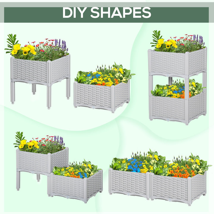 PP Set Of 2 Raised Outdoor Garden Planter Box