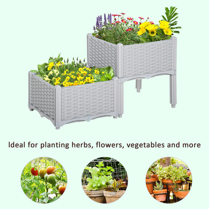 PP Set Of 2 Raised Outdoor Garden Planter Box