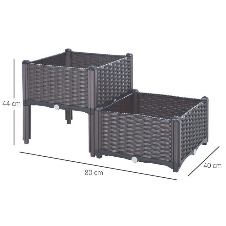 PP Set Of 2 Raised Outdoor Garden Planter Box