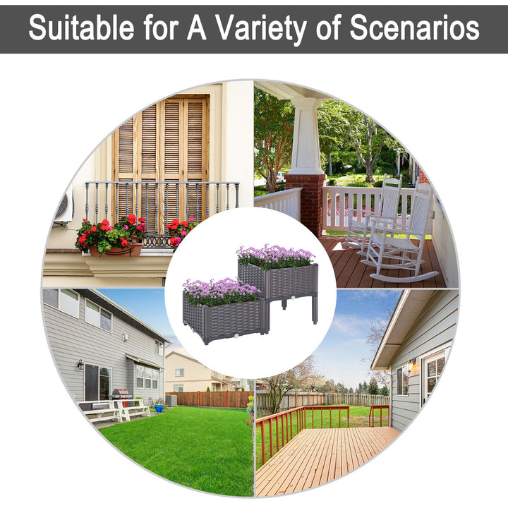 PP Set Of 2 Raised Outdoor Garden Planter Box