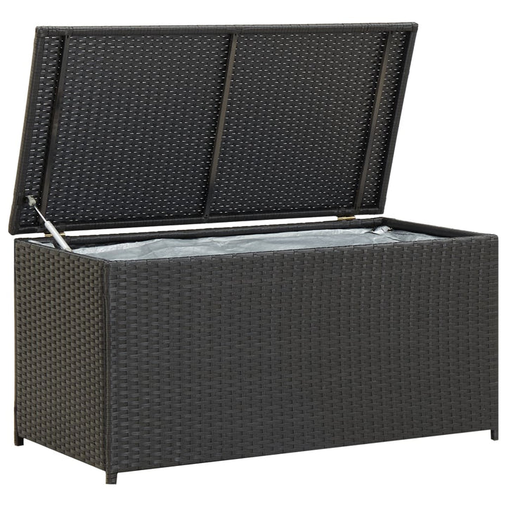 vidaXL Garden Storage Box Poly Rattan 200x50x60 cm Black