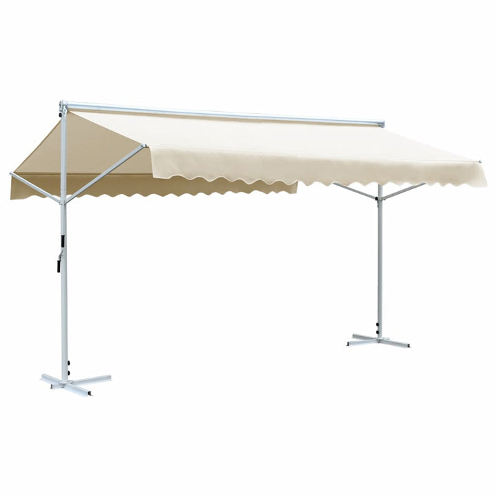 vidaXL Free Standing Awning Blue and White 300x300 cm Fabric and Steel
