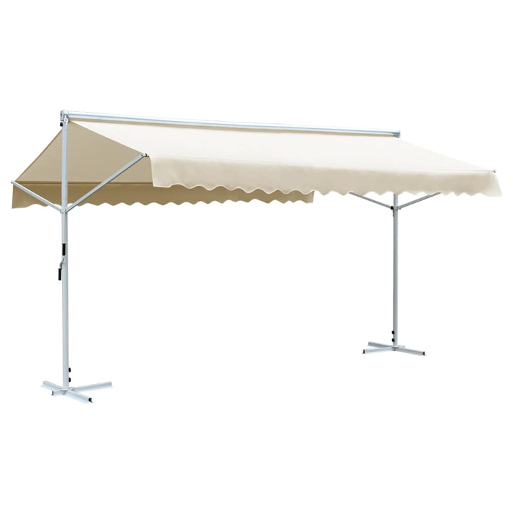 vidaXL Free Standing Awning Blue and White 300x300 cm Fabric and Steel