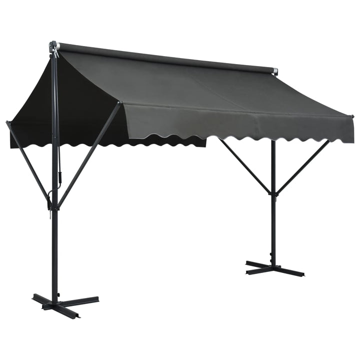 vidaXL Free Standing Awning Blue and White 300x300 cm Fabric and Steel