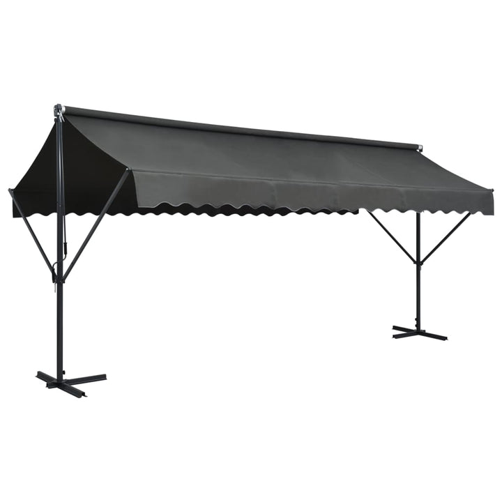 vidaXL Free Standing Awning Blue and White 300x300 cm Fabric and Steel