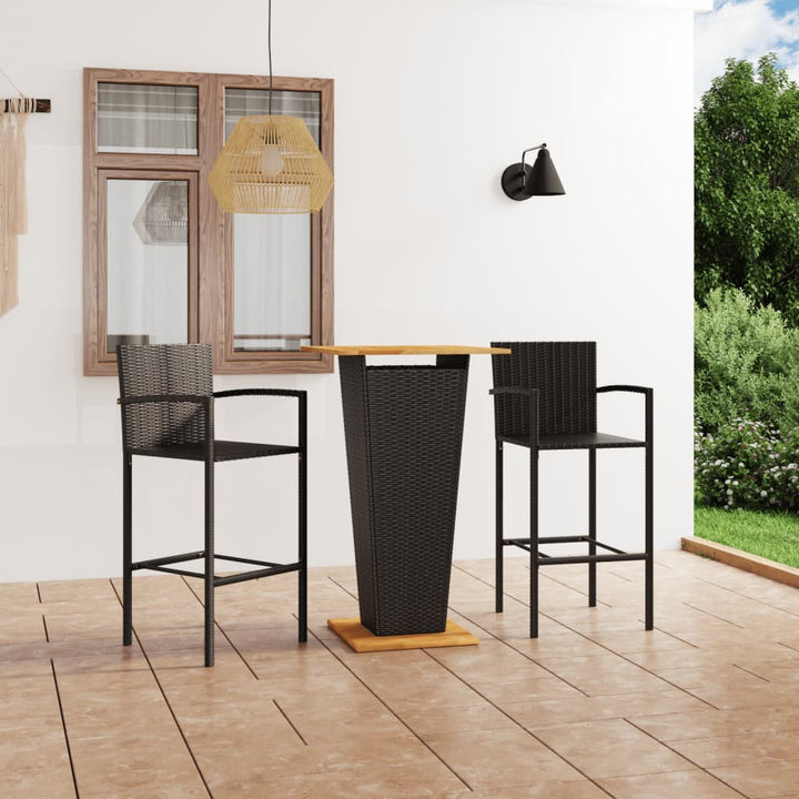 vidaXL 3 Piece Garden Bar Set Black