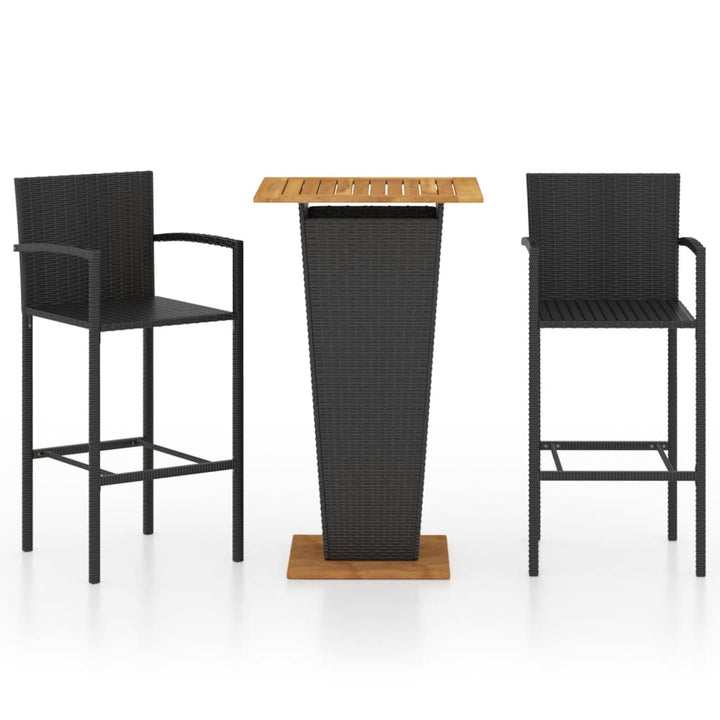 vidaXL 3 Piece Garden Bar Set Black