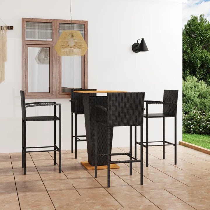vidaXL 3 Piece Garden Bar Set Black
