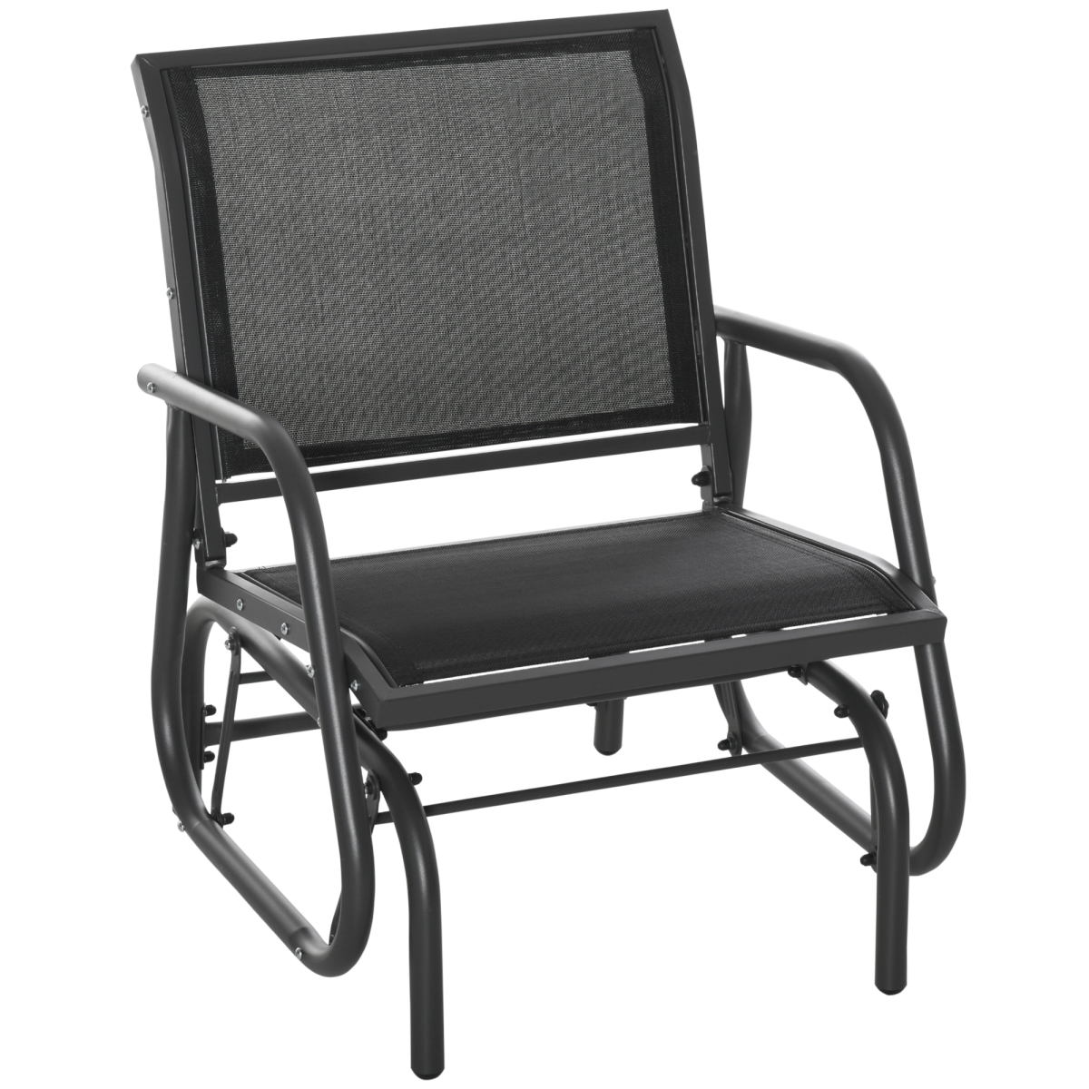 Outdoor Gliding Swing Chair Garden Seat w Mesh Seat Curved Back Steel Frame