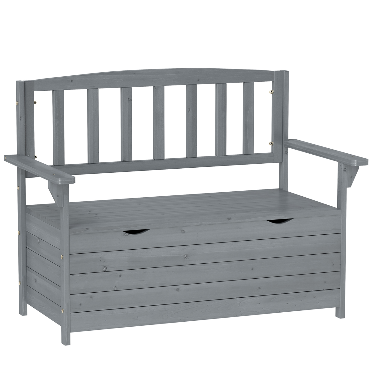 Garden Storage Bench 2 Seater Fir Wood Outdoor Bench Dark Grey