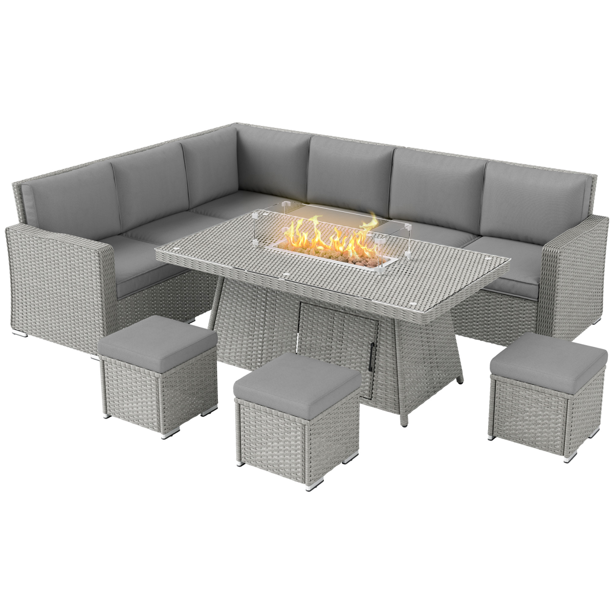Outdoor Fire Pit Table Set 50 000 BTU Heat Output Relaxation