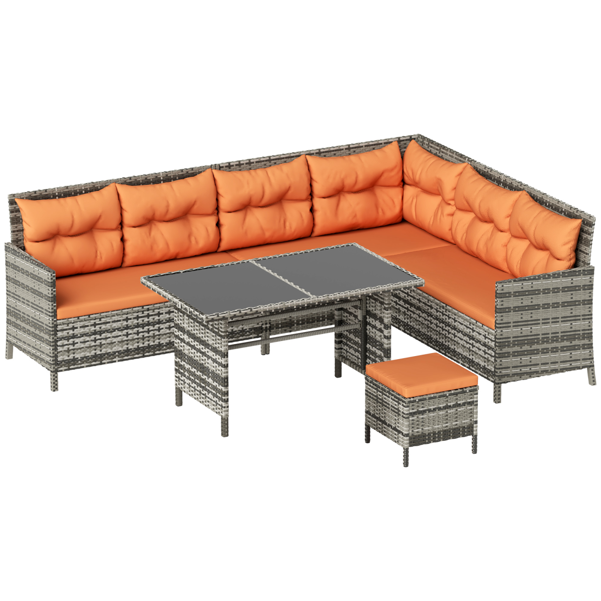 6 PCs Patio wicker Sofa Set Rattan Chair Furniture