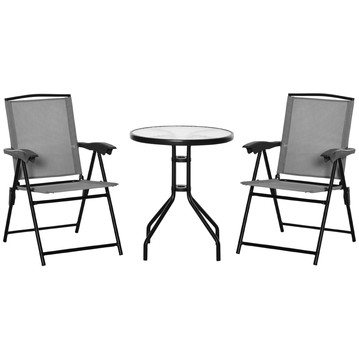 Patio Bistro Set Folding Chairs Garden Coffee Table Balcony Outsunny