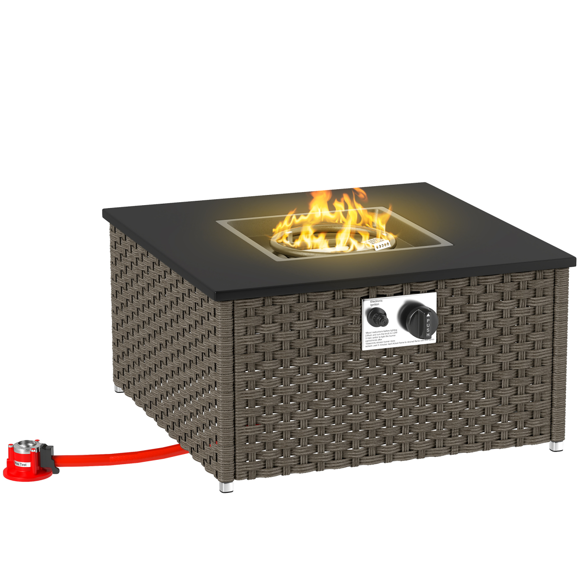 13 KW Rattan Gas Fire Pit Table Propane Fire Pit Garden