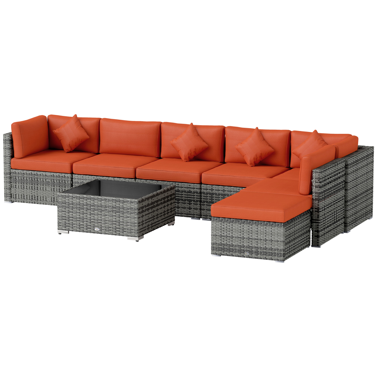 8 Pieces Patio Rattan Sofa Set Outdoor Garden Furniture Set