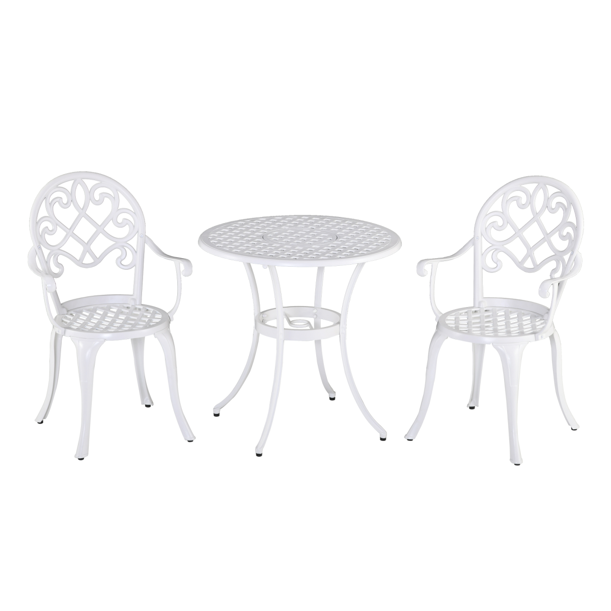 3PCs Garden Bistro Set Cast Aluminium Round Table 2 Chairs