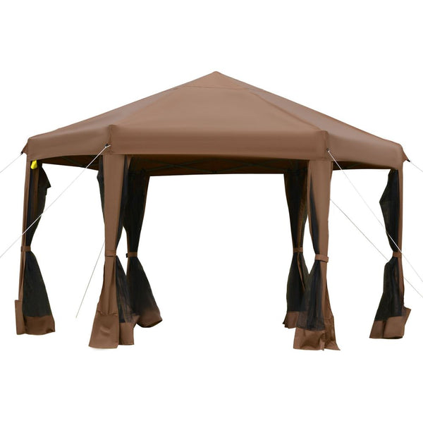 .m Pop Up Gazebo Hexagonal Tent Sun Protection withesh Sidewalls, Handy Bag