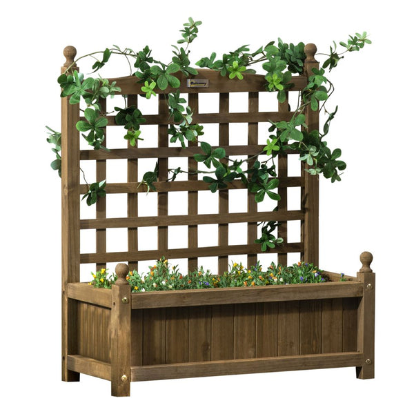 Garden Planters with Trellis for Climbing Vines Indoor Outdoor Brown