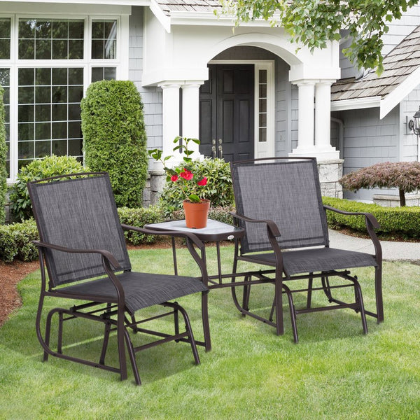 Double Glider Rocking Chairs Garden Table High Back Conversation Duo Set