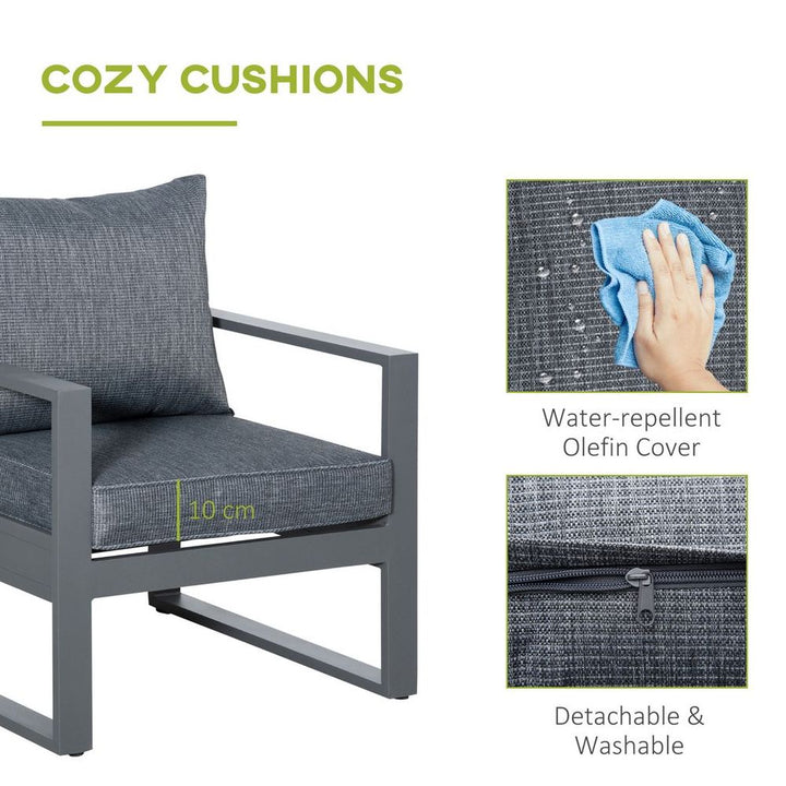  Piece Aluminium Outdoor Furniture Set w/ Table & Olefin Cushion Cover