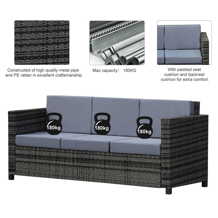 -Seater Weather Resistant Outdoor Garden Rattan Sofa Grey