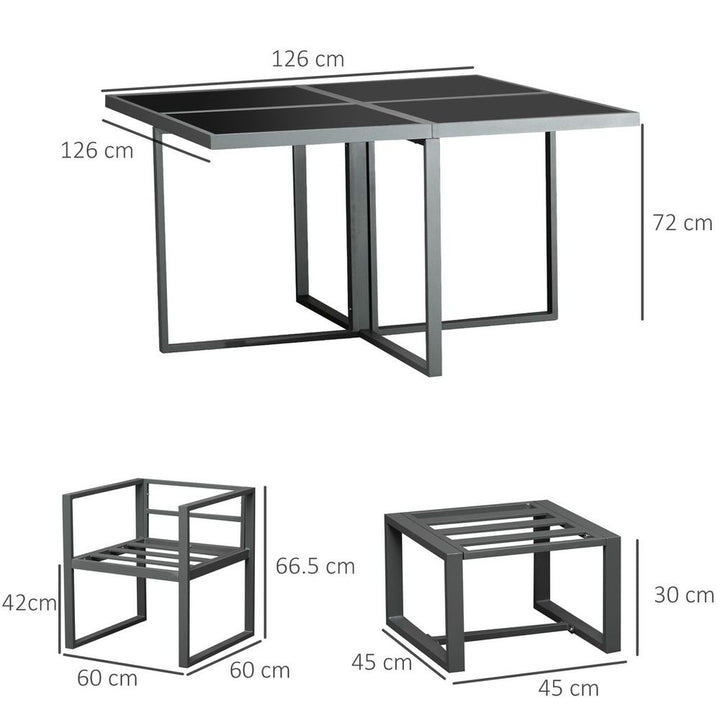 Outsunny Patio Dining Sets Chairs Ottoman Cushioned Seating and Back