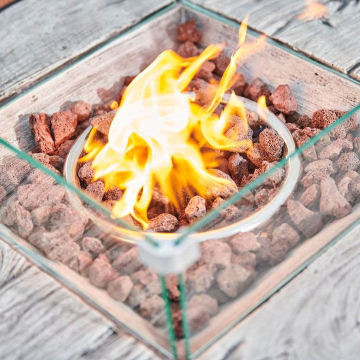 Outdoor Garden Rattan Propane Gas Fire Pit Table, Smokeless Firepit