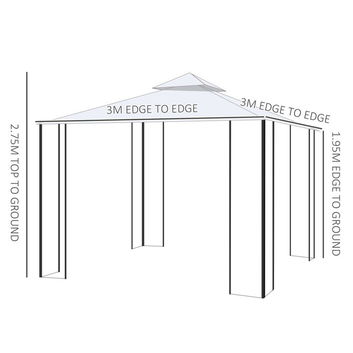  x (m) Garden Gazebo Double Top Gazebo Canopy Curtains Cream White Outsunny