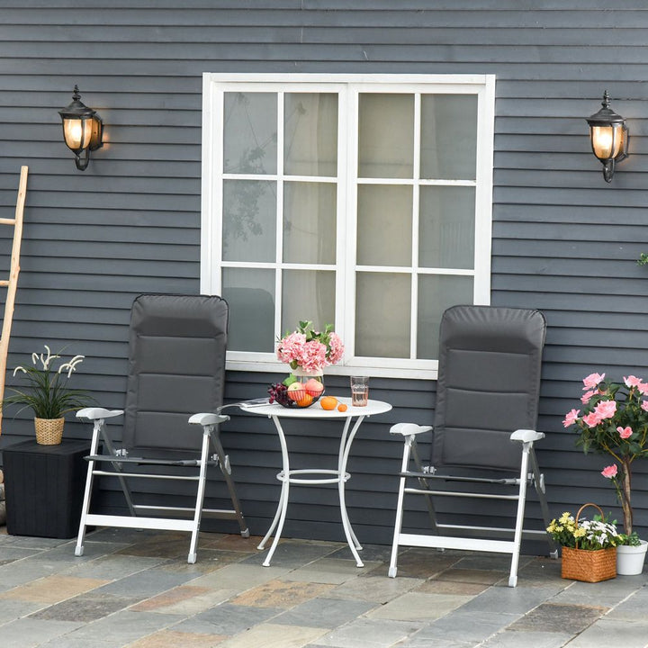  Patio Folding Dining Chair Adjustable Back & Armrest Portable Deck Grey
