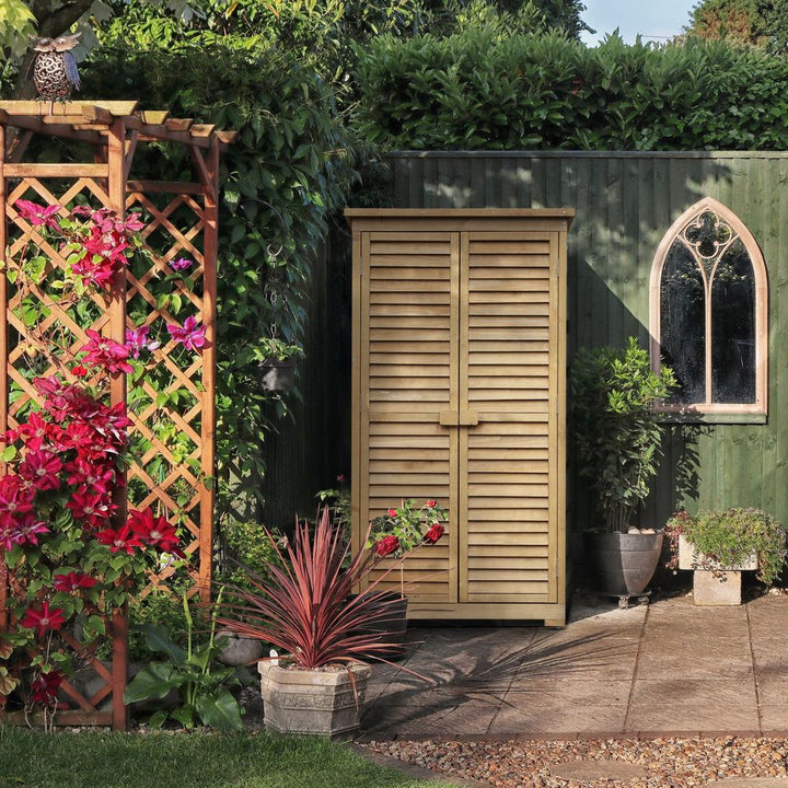 Wooden Garden Storage Shed Unit, -Tier Shelves Tool Cabinet Organizer