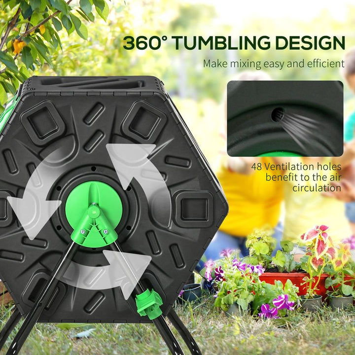 Outsunny L Garden Compost Bin, Barrel Rotating Composter with Steel Legs
