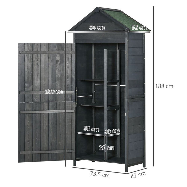 Outsunny Wooden Garden Shed Outdoor Shelves Utility Tool Storage Cabinet Grey