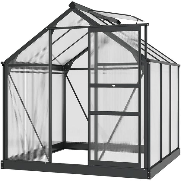 Polycarbonate Walk-In Garden Greenhouse Aluminium Frame w/ Slide Door x ft