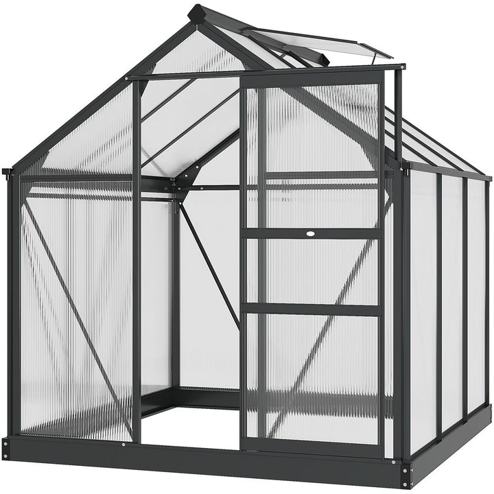Polycarbonate Walk-In Garden Greenhouse Aluminium Frame w/ Slide Door x ft