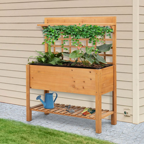  Wooden Planter Raised Elevated Bed Planter Flower with Shelves