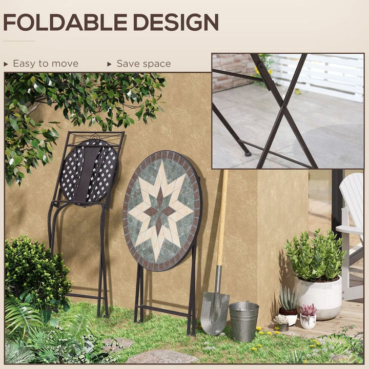 -Piece Patio Bistro Set w/osaic Round Table and Armless Chairs