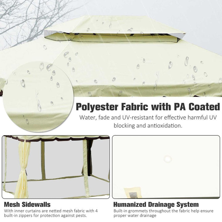  Vented Roof Aluminium Frame Gazebo Cream White