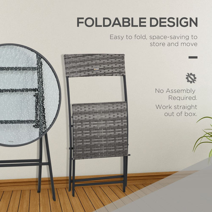  Patio Wicker Bistro Set Foldable Table and Chair Set Outsunny