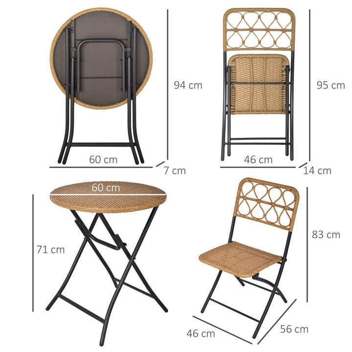  Rattan Wicker Set Easy Folding, Hand Woven Rattan Coffee Table & Chairs