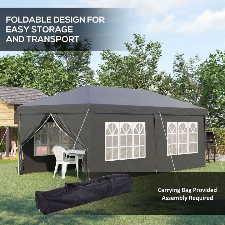  x Pop Up Gazebo Height Adjustable Party Tent w/ Storage Bag Black