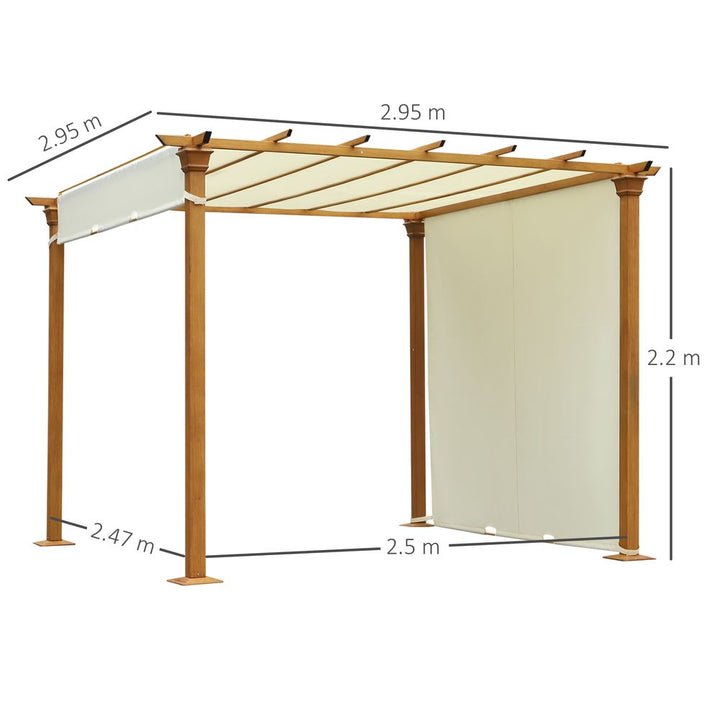 Outsunny Steel Frame Retractable Outdoor Garden Pergola Beige