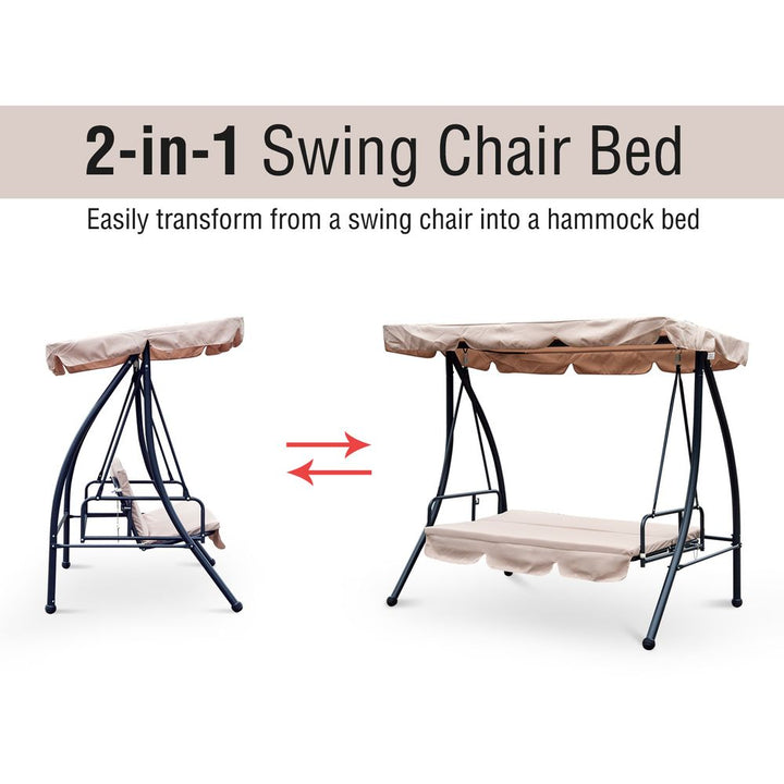 -in- Patio Swing Chair Seater Hammock Cushion Bed Lounger Tilt Canopy