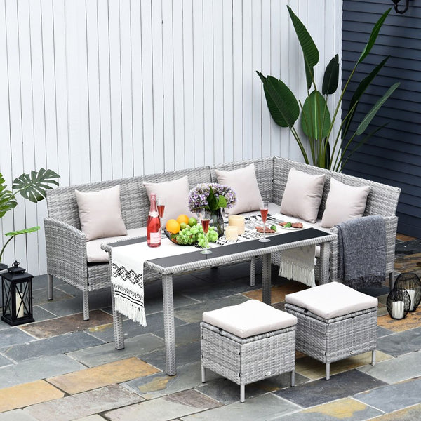  Rattan Wicker Furniture Patio Dining Table Stool Chaise Lounge Set