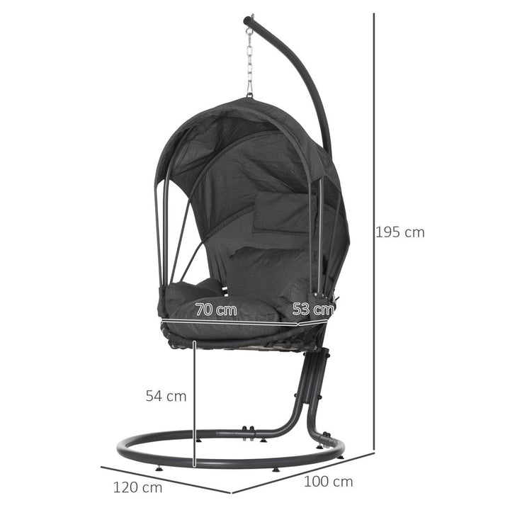 Hanging Egg Chair, Swing Hammock with Cushion and Stand, Grey