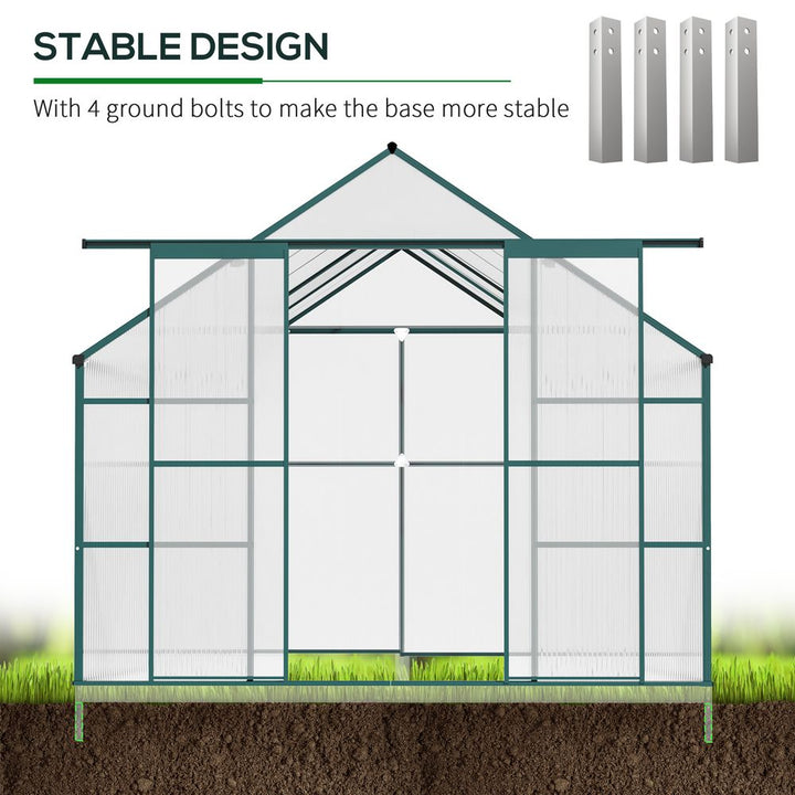 xft Polycarbonate Walk-in Greenhouse Outdoor Double Sliding Door Outsunny