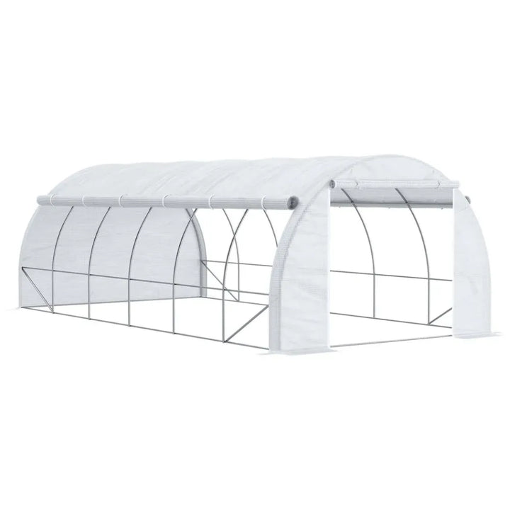  Polytunnel Greenhouse Pollytunnel Tent w/ Steel Frame White