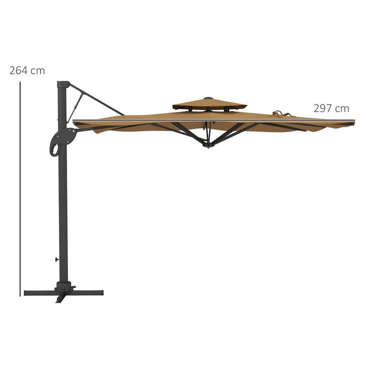 Outsunny (m)Garden Parasol Patio Umbrella w/ Hydraulicechanism Dual Top Khaki